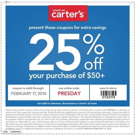 In Store Carters Coupon Code