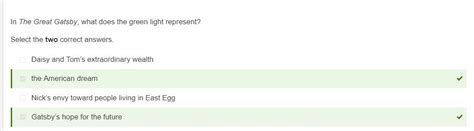 In The Great Gatsby What Does The Green Light Represent Select The Two Correct Answers