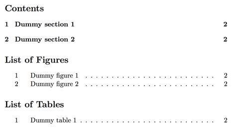 Include List Of Tables In Table Of Contents Latex