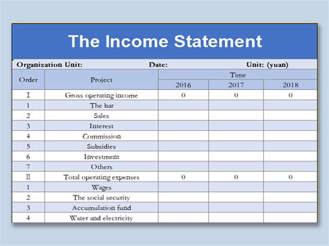 income statement in excel format