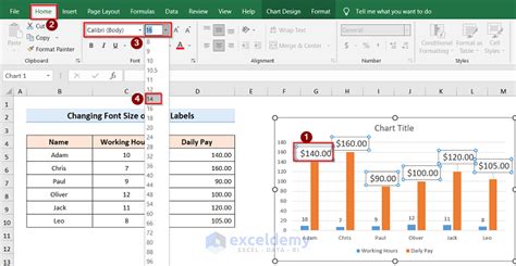 increase size of data label in excel chart