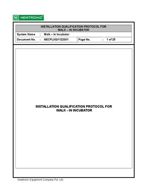 Incubator Validation Protocol Pdf