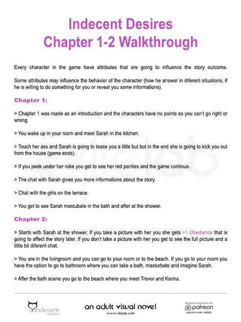 Indecent Desires Walkthrough