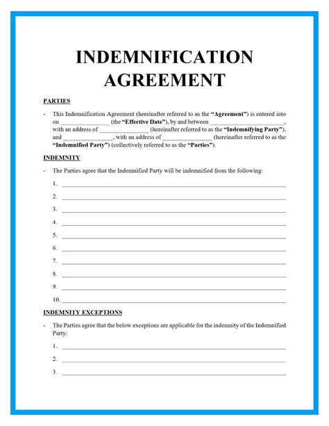 41 Free Indemnification Agreements (Word) ᐅ TemplateLab