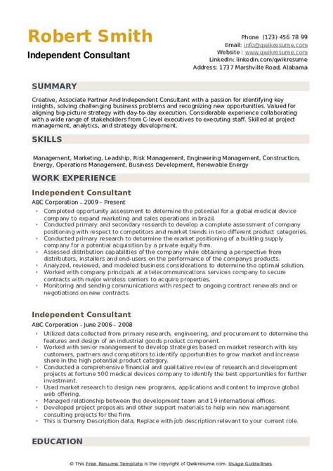 Independent Contractor Resume Samples QwikResume