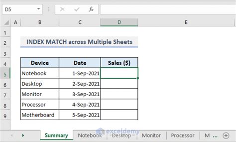 Index And Match With Multiple Sheets
