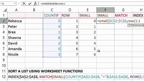 Index Match Sort Order