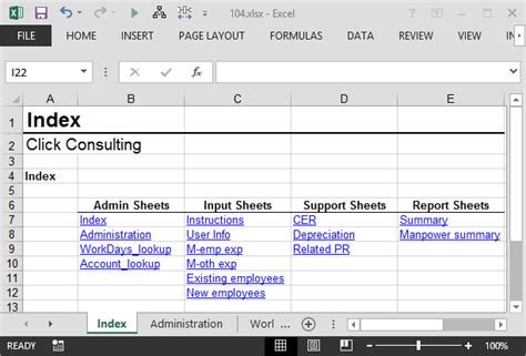Index Worksheet Excel