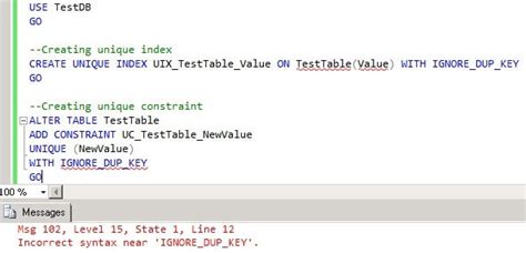 Indexes Key Constraint