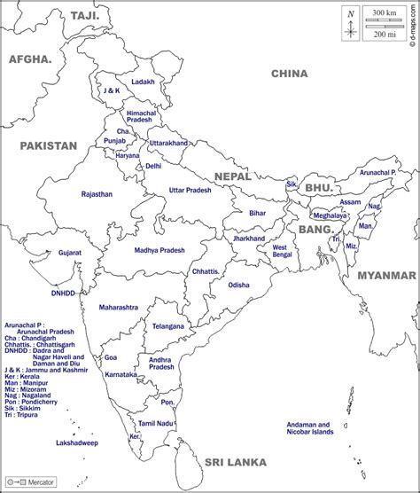 india map state wise without name