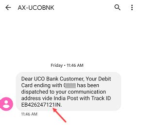 india post debit card tracking