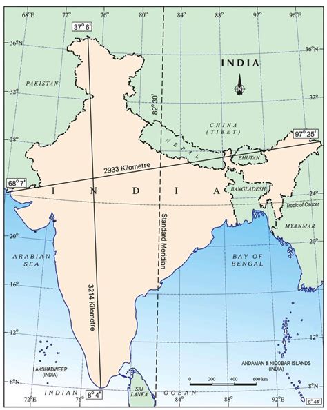 india size and location map questions