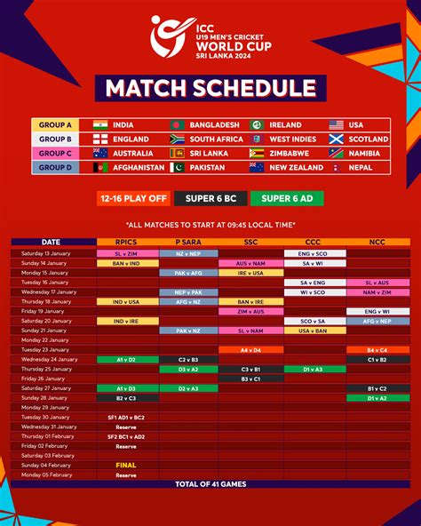 india u19 world cup 2024 schedule