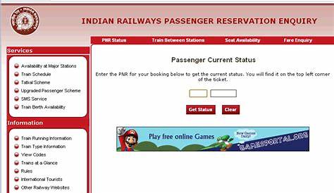 Indian Railway Enquiry Pnr Check PNR Status Online On . Know