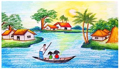 Indian Village Drawing Sketch For Kids Pencil Drawing Of