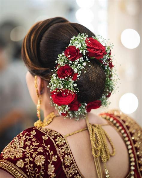  79 Ideas Indian Bridal Bun Hairstyles With Flowers For Long Hair