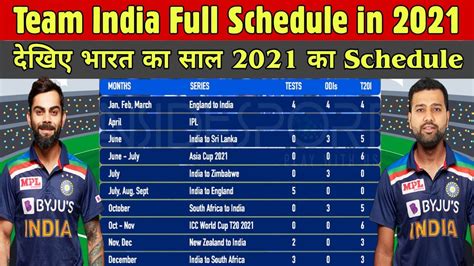 indian cricket team schedule 2021-2