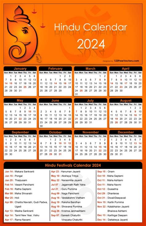 indian hindu calendar 2024