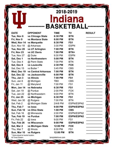 indiana basketball schedule iu