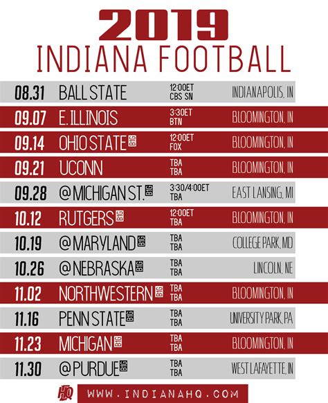 indiana football schedule 2022