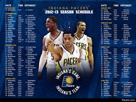 indiana pacers 2012 13 schedule