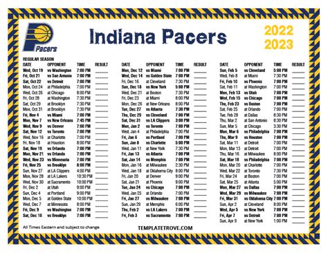 indiana pacers schedule 2022 23