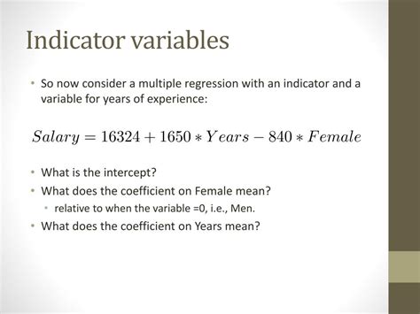 Indicator Variable Statistics