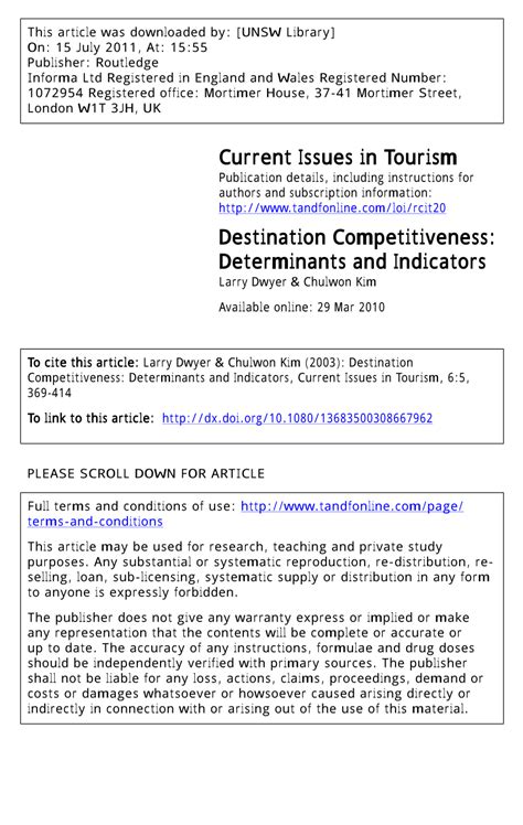 Indicators By Type Of Destination