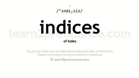 indice meaning in english