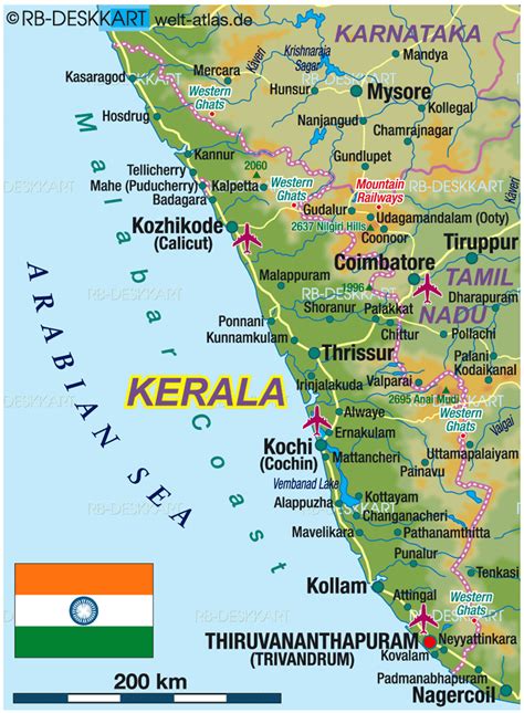 StepMap Indien / Kerala Landkarte für Indien