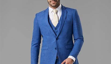 Indigo Blue Wedding Suit Classic Fit Wool Jacket Mens From