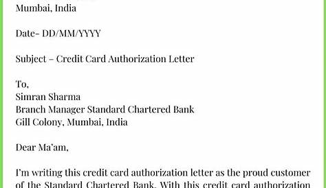 Indigo Credit Card Authorization Letter Sample For Using For