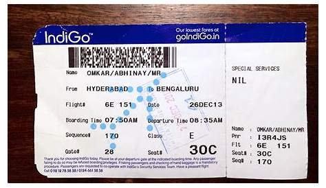 Indigo Flight Ticket Sample United Airlines and Travelling