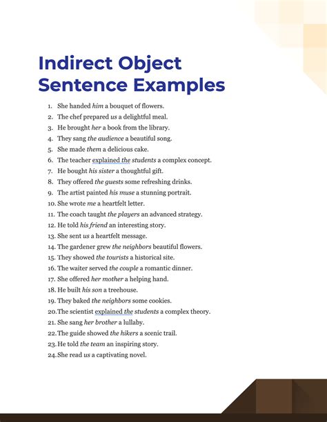 indirect and direct object sentence examples