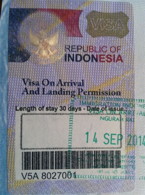 indonesia visa on arrival fee