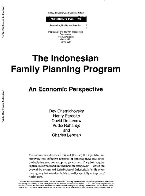 Indonesian Family Planning Programs