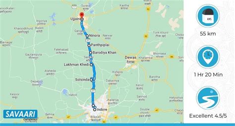indore to ujjain distance and fare