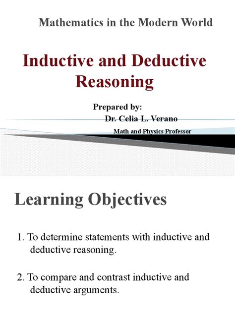 inductive and deductive reasoning mathematics in the modern world ppt