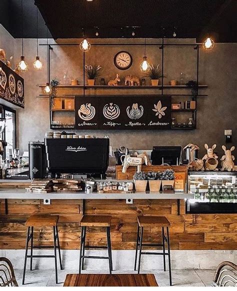 Industrial style coffee store Wooden color cafe shop
