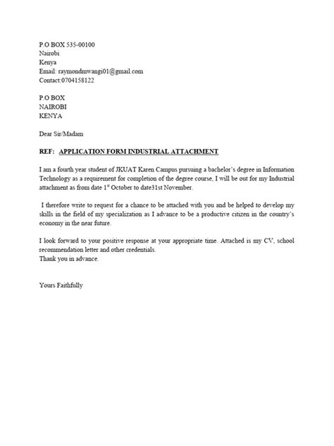 How to write an application letter for industrial training attachment