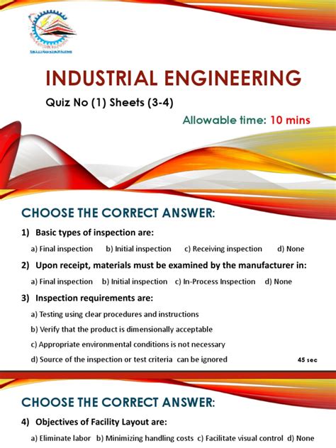 Industrial Engineering Quiz
