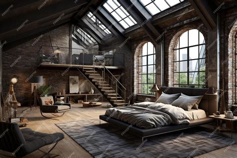 Industrial Loft Bedroom Design