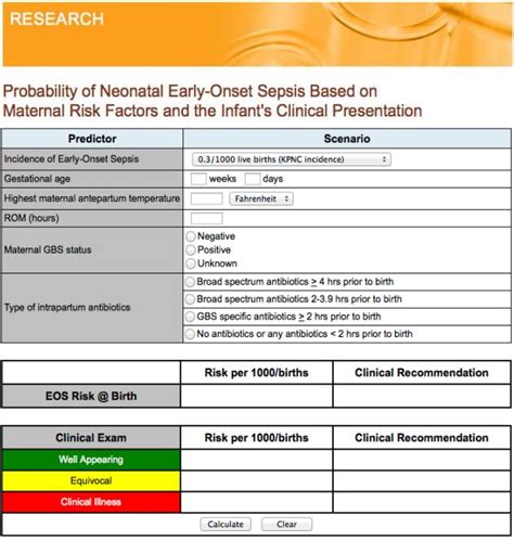 infection risk sepsis calculator newborn