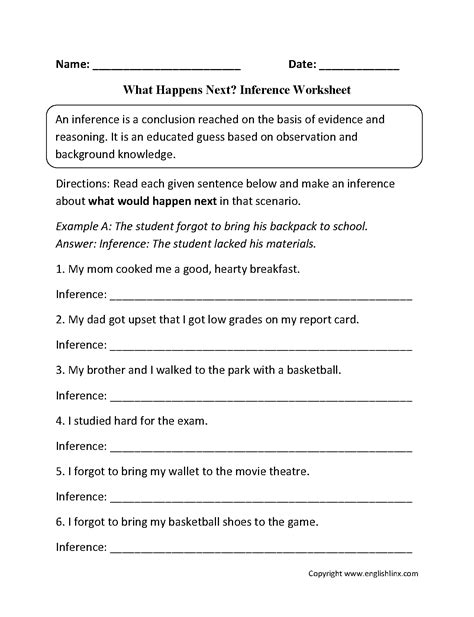 Inference Worksheet Exercises