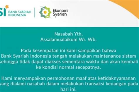 info bsi hari ini