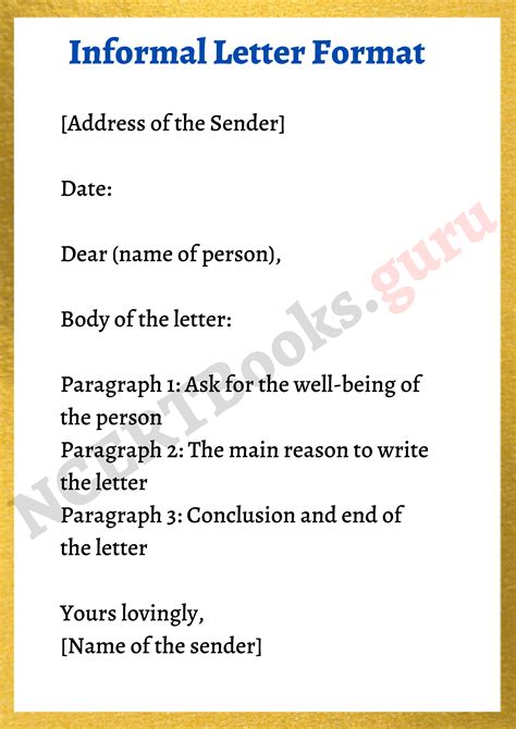informal letter format in english for class 7