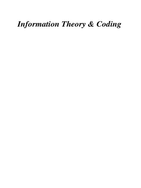 New Information Theory And Coding Notes Ideas