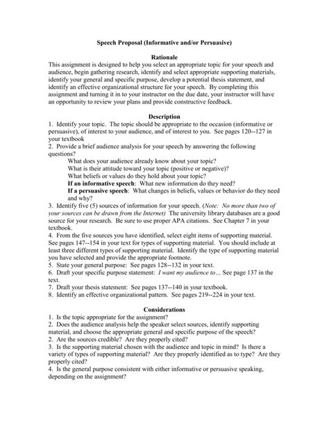 informative speech topic proposal example