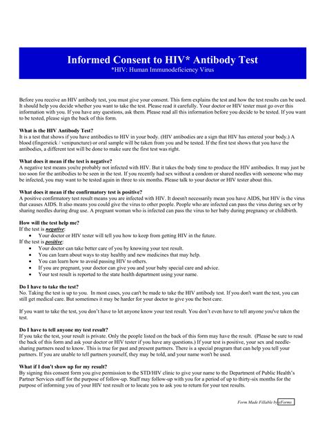 informed consent for hiv testing form