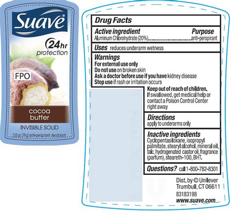 ingredients in suave deodorant